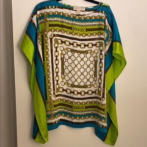 Michael Kors Blue Green Graphic Blouse
